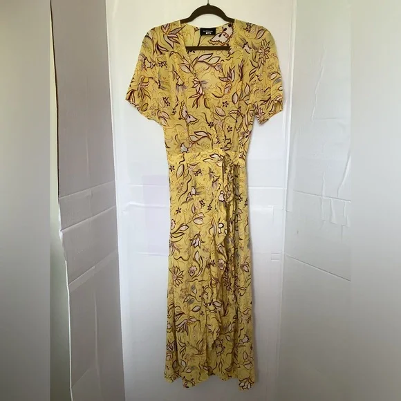 The‎ Kooples Yellow Tiered Wrap Sundress Sz MED - Picture 4 of 14